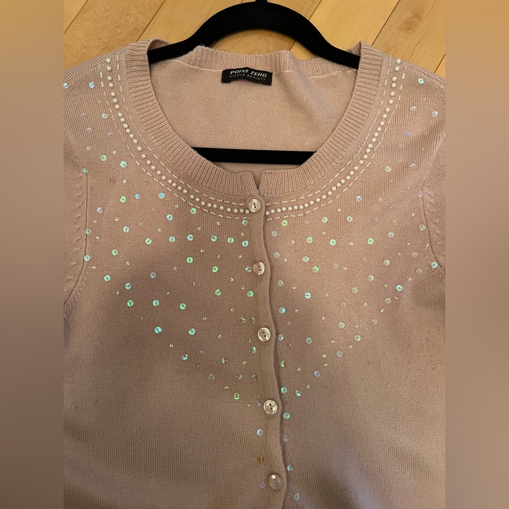 Point Zero Women's Cardigan in Soft Blush Pink with Sparkle detail 💝